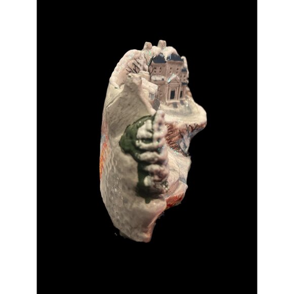 Vintage Glittery Winter Ceramic Bisque Carriage Houses‎ Marked Howell Ceramics - Picture 2 of 12